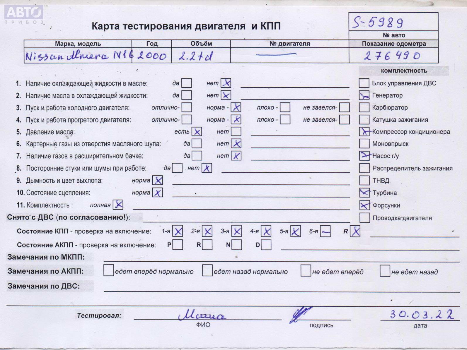 Разборка Ниссан Альмера S5989. Прайс на запчасти б/у с Nissan Almera N16  (2000-2007)